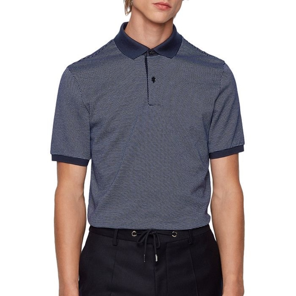 Hugo Boss Men’s Penrose 28 100% Cotton Micro Geo Pattern Polo Shirt - L